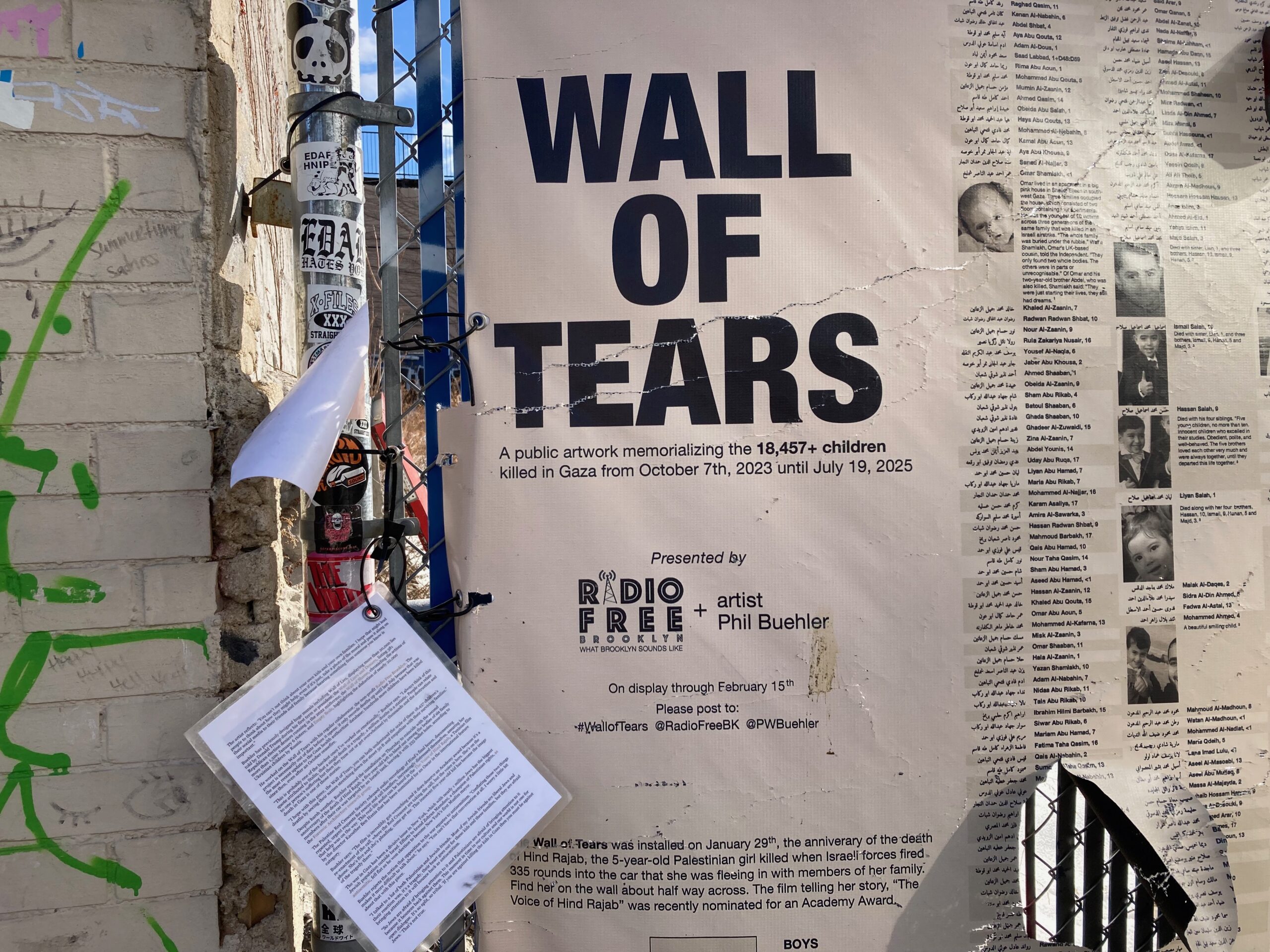 You are currently viewing Brooklyn’s Wall of Tears: Art that Downplays US-Israeli Barbarity